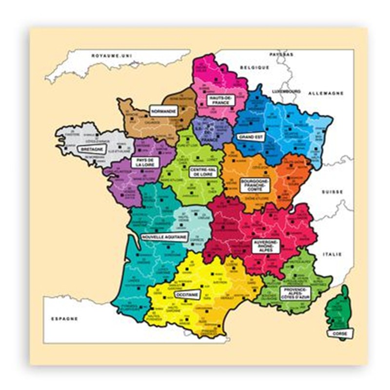 Puzzle Régions & Départements de France 24pcs en bois
